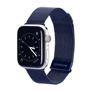 Apple Watch 1-6, SE, SE (2022) (38 / 40 mm) / Watch 7-8 (41 mm), fém pótszíj, mágneses zár, milánói stílus, Dux Ducis Milanese, sötétkék