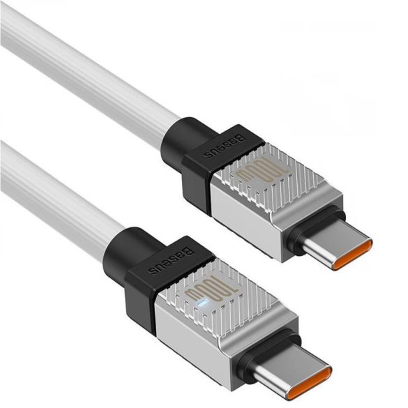 USB Type-C töltő- és adatkábel, USB Type-C, 100 cm, 100W, törésgátlóval, gyorstöltés, PD, Baseus Coolplay, CAKW000202, fehér