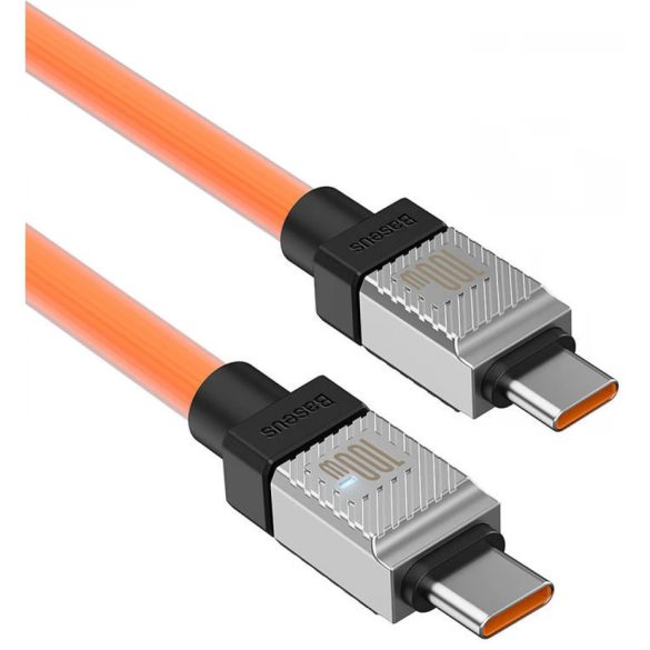USB Type-C töltő- és adatkábel, USB Type-C, 100 cm, 100W, törésgátlóval, gyorstöltés, PD, Baseus Coolplay, CAKW000207, narancssárga