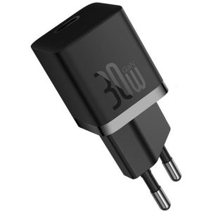 Hálózati töltő adapter, 30W, USB Type-C aljzat, gyorstöltés, PD, GaN5, Baseus GaN5 Mini, fekete