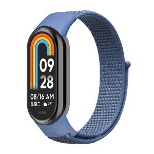 Xiaomi Mi Smart Band 8, textíl pótszíj, nylon, tépőzáras, állítható, légáteresztő, kék