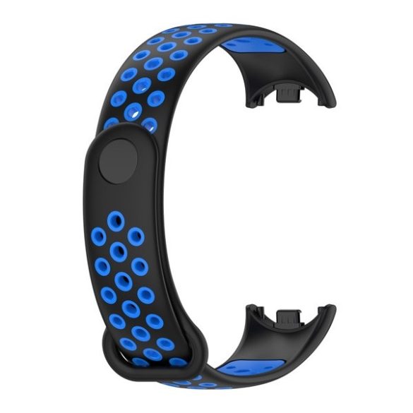 Xiaomi Mi Smart Band 8, szilikon pótszíj, állítható, lyukacsos, fekete/kék