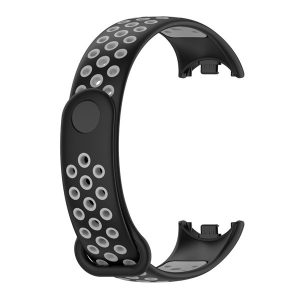 Xiaomi Mi Smart Band 8, szilikon pótszíj, állítható, lyukacsos, szürke/fehér