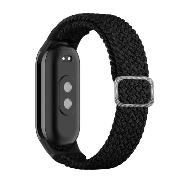 Xiaomi Mi Smart Band 8, textíl pótszíj, állítható, szőtt stílusú, fekete