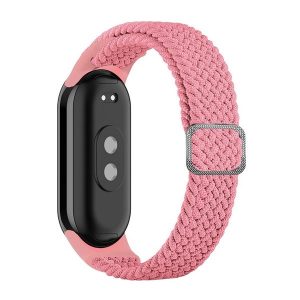 Xiaomi Mi Smart Band 8, textíl pótszíj, állítható, szőtt stílusú, rózsaszín