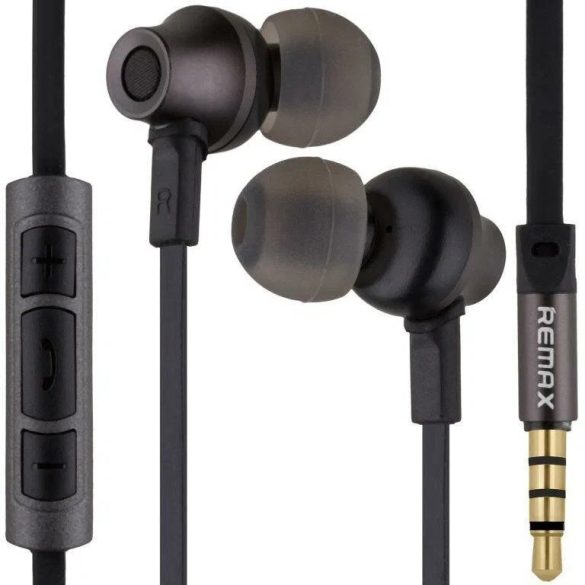 Vezetékes sztereó fülhallgató, 3.5 mm, mikrofon, felvevő gomb, hangerő szabályzó, Remax RM-610, fekete