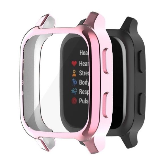 Garmin Venu Sq 2, Szilikon védőkeret, közepesen ütésálló, szíj nélkül, fémhatású, rózsaszín