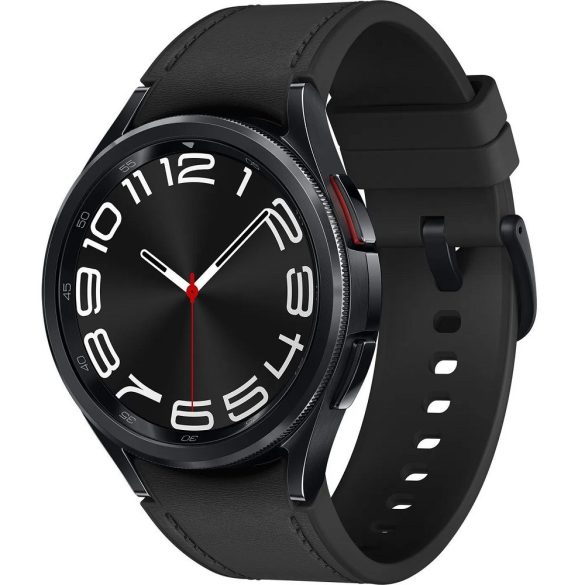 Bluetooth okosóra, szilikon szíj, rozsdamentes acél keret, v5.3, eSim, aktivitás és egészség mérő, vízálló, hangszóró, Samsung Galaxy Watch 6 Classic (43mm) SM-R955 (LTE), fekete, gyári