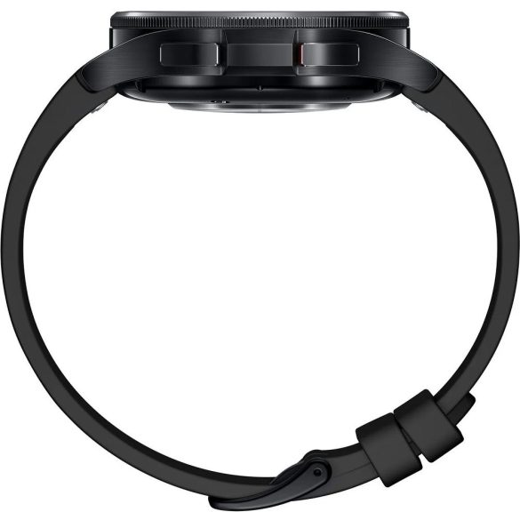 Bluetooth okosóra, szilikon szíj, rozsdamentes acél keret, v5.3, eSim, aktivitás és egészség mérő, vízálló, hangszóró, Samsung Galaxy Watch 6 Classic (43mm) SM-R955 (LTE), fekete, gyári