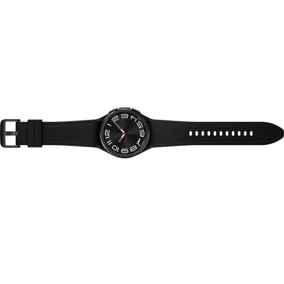 Bluetooth okosóra, szilikon szíj, rozsdamentes acél keret, v5.3, eSim, aktivitás és egészség mérő, vízálló, hangszóró, Samsung Galaxy Watch 6 Classic (43mm) SM-R955 (LTE), fekete, gyári