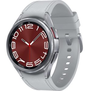 Bluetooth okosóra, szilikon szíj, rozsdamentes acél keret, v5.3, eSim, aktivitás és egészség mérő, vízálló, hangszóró, Samsung Galaxy Watch 6 Classic (47mm) SM-R965 (LTE), ezüst, gyári