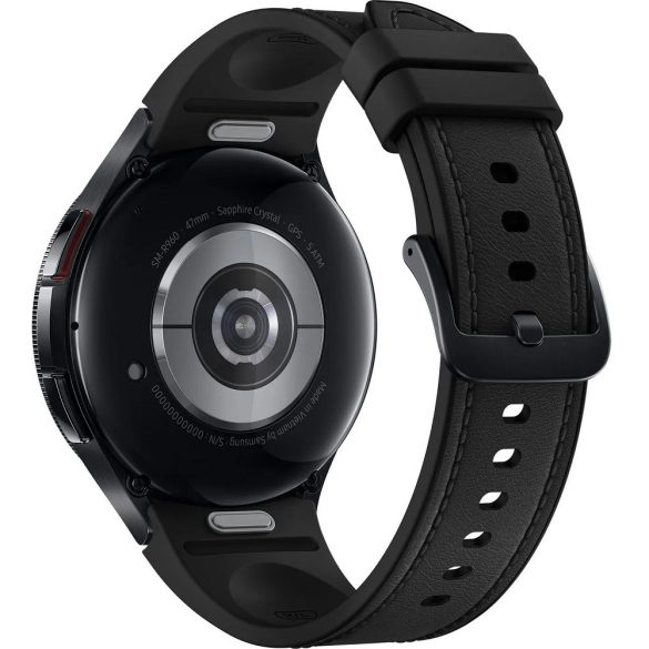 Bluetooth okosóra, szilikon szíj, rozsdamentes acél keret, v5.3, eSim, aktivitás és egészség mérő, vízálló, hangszóró, Samsung Galaxy Watch 6 Classic (47mm) SM-R965 (LTE), fekete, gyári