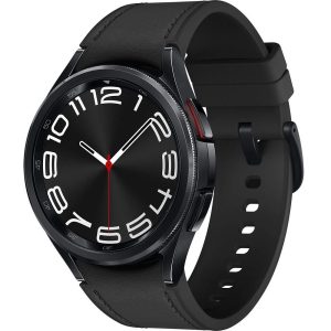 Bluetooth okosóra, szilikon szíj, rozsdamentes acél keret, v5.3, aktivitás és egészség mérő, vízálló, hangszóró, Samsung Galaxy Watch 6 Classic (43mm) SM-R950, fekete, gyári