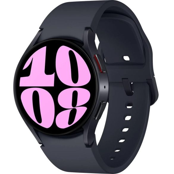 Bluetooth okosóra, szilikon szíj, alumínium keret, v5.3, eSim, aktivitás és egészség mérő, vízálló, hangszóró, Samsung Galaxy Watch 6 (40mm) SM-R935 (LTE), sötétszürke, gyári