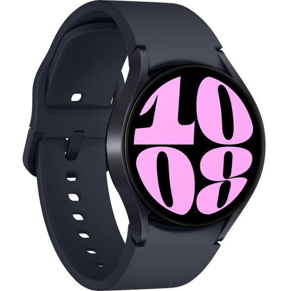 Bluetooth okosóra, szilikon szíj, alumínium keret, v5.3, eSim, aktivitás és egészség mérő, vízálló, hangszóró, Samsung Galaxy Watch 6 (40mm) SM-R935 (LTE), sötétszürke, gyári