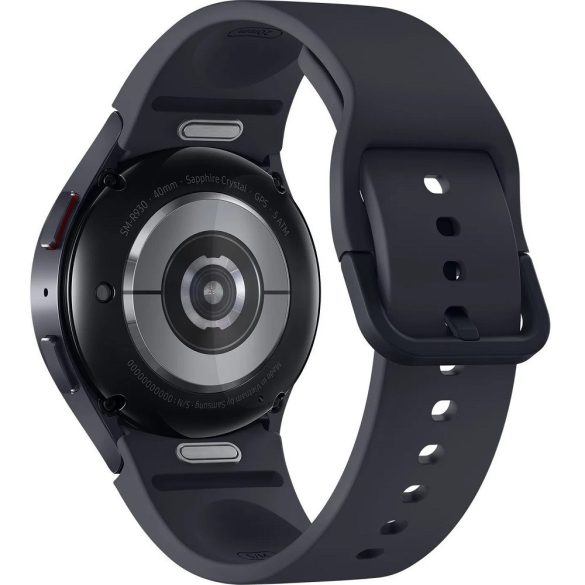 Bluetooth okosóra, szilikon szíj, alumínium keret, v5.3, eSim, aktivitás és egészség mérő, vízálló, hangszóró, Samsung Galaxy Watch 6 (40mm) SM-R935 (LTE), sötétszürke, gyári