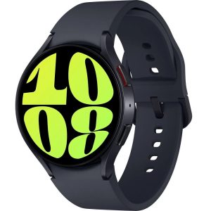 Bluetooth okosóra, szilikon szíj, alumínium keret, v5.3, eSim, aktivitás és egészség mérő, vízálló, hangszóró, Samsung Galaxy Watch 6 (44mm) SM-R945 (LTE), sötétszürke, gyári