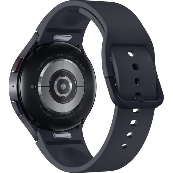 Bluetooth okosóra, szilikon szíj, alumínium keret, v5.3, eSim, aktivitás és egészség mérő, vízálló, hangszóró, Samsung Galaxy Watch 6 (44mm) SM-R945 (LTE), sötétszürke, gyári