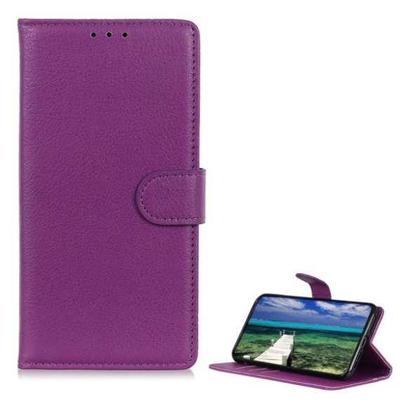 Huawei Honor 90 Lite, Oldalra nyíló tok, stand, kártyatartóval, csatos, bőrhatású, prémium, lila