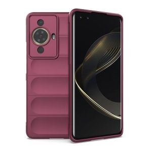 Huawei Nova 11 Pro, Szilikon tok, közepesen ütésálló, 3D minta, bordó