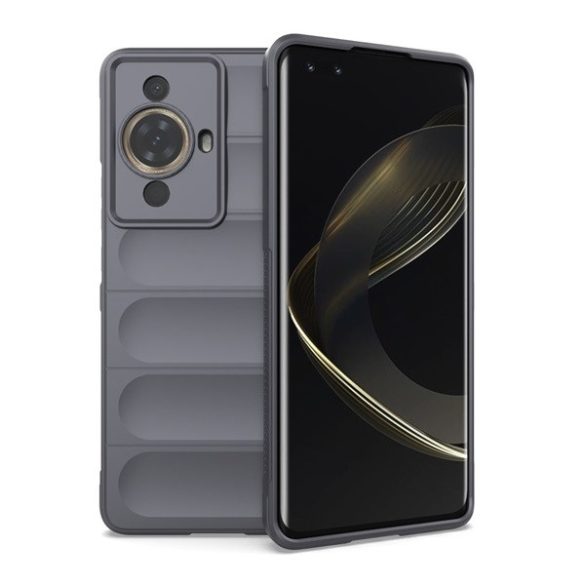 Huawei Nova 11 Pro, Szilikon tok, közepesen ütésálló, 3D minta, sötétszürke