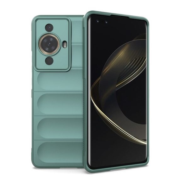 Huawei Nova 11 Pro, Szilikon tok, közepesen ütésálló, 3D minta, sötétzöld