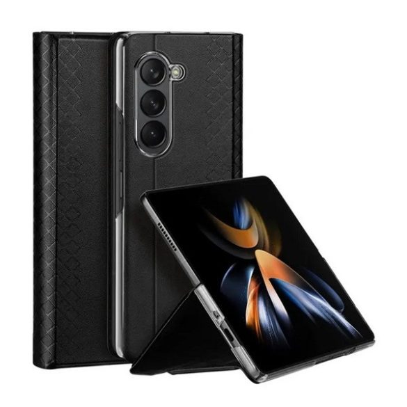 Samsung Galaxy Z Fold5 SM-F946B, Oldalra nyíló tok, bőr hátlap, stand, Dux Ducis Bril, fekete