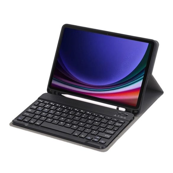 Samsung Galaxy Tab S9 11.0 SM-X710 / X716B, Bluetooth billentyűzetes mappa tok, érintőceruza tartó, fekete