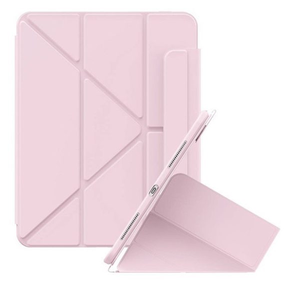 Apple iPad 10.9 (2022), mappa tok, Apple Pencil tartóval, Origami Smart Case, Baseus Minimalist, rózsaszín
