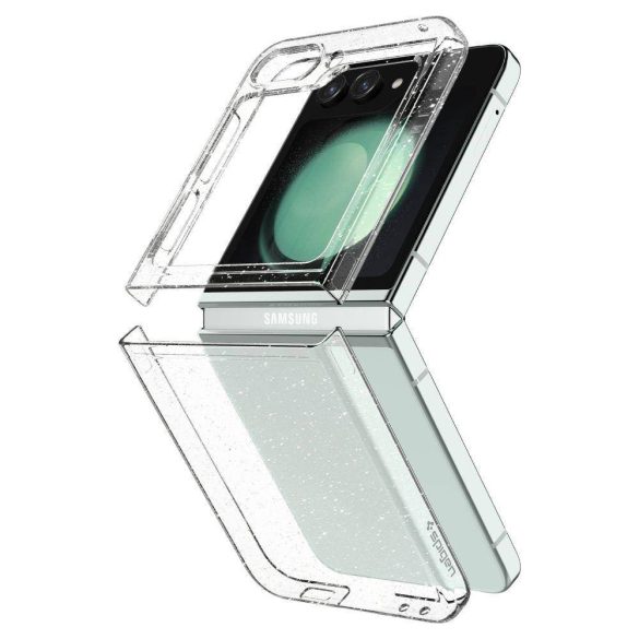 Samsung Galaxy Z Flip5 SM-F731B, Műanyag hátlap védőtok, Spigen Airskin Glitter, ultravékony, csillogó, átlátszó