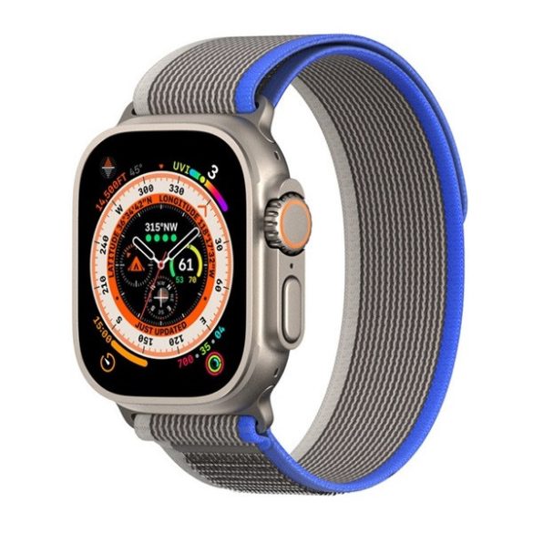 Apple Watch 1-6, SE, SE (2022) (38 / 40 mm) / Watch 7-8 (41 mm), textíl pótszíj, állítható, Dux Ducis YJ, kék/szürke