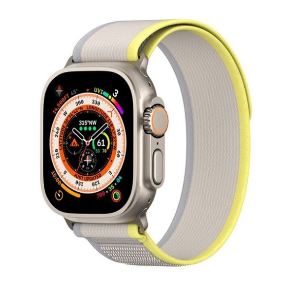 Apple Watch 1-6, SE, SE (2022) (38 / 40 mm) / Watch 7-8 (41 mm), textíl pótszíj, állítható, Dux Ducis YJ, sárga/bézs