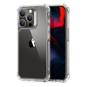 Apple iPhone 15 Pro, Szilikon tok, műanyag hátlappal, légpárnás sarok, közepesen ütésálló, ESR Air Armor, átlátszó