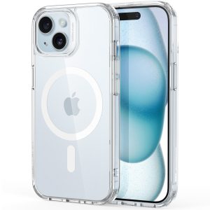 Apple iPhone 15 Plus, Szilikon tok, közepesen ütésálló, légpárnás sarok, Magsafe kompatibilis, ESR Classic Hybrid HaloLock, átlátszó