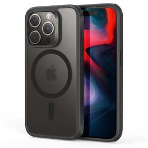 Apple iPhone 15 Pro, Szilikon tok, közepesen ütésálló, légpárnás sarok, Magsafe kompatibilis, ESR Classic Hybrid HaloLock, áttetsző/fekete