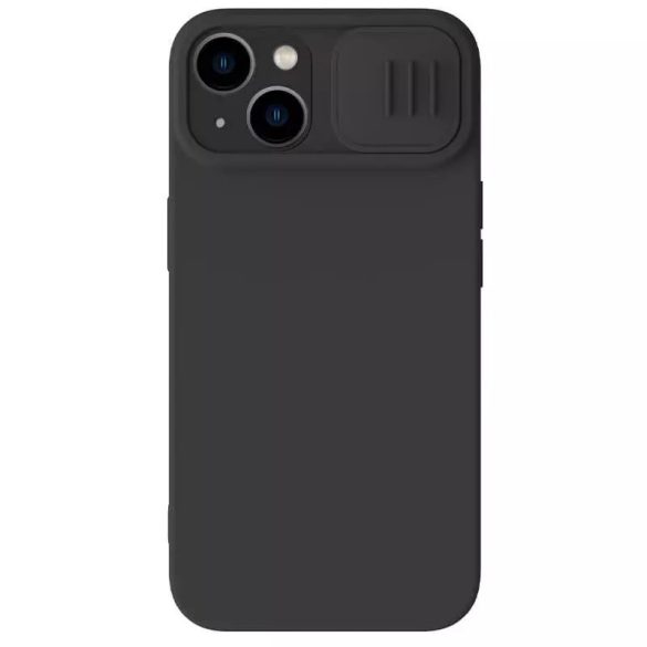 Apple iPhone 15, Szilikon tok, közepesen ütésálló, kamera védelem, Magsafe töltővel kompatibilis, Nillkin CamShield Silky Magnetic, fekete