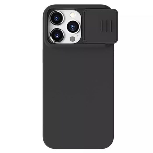 Apple iPhone 15 Pro, Szilikon tok, közepesen ütésálló, kamera védelem, Magsafe töltővel kompatibilis, Nillkin CamShield Silky Magnetic, fekete