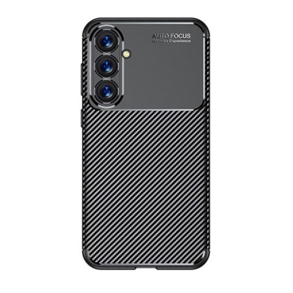 Samsung Galaxy S23 FE SM-S711, Szilikon tok, közepesen ütésálló, légpárnás sarok, karbon minta, fekete