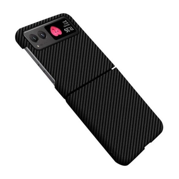 Motorola Razr 40, Műanyag hátlap védőtok, karbon minta, fekete