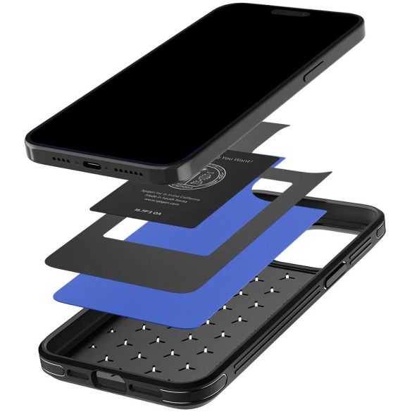 Apple iPhone 15 Pro Max, Műanyag hátlap védőtok + szilikon keret, közepesen ütésálló, légpárnás sarok, Spigen Cryo Armor, kék