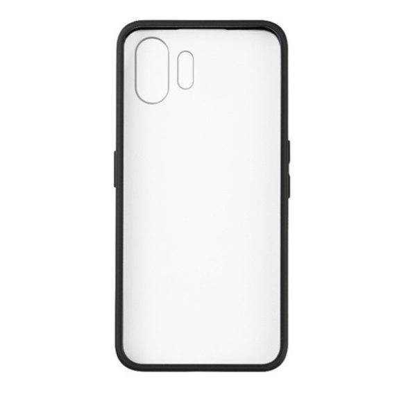 Nothing Phone 2, Műanyag hátlap védőtok + szilikon keret, közepesen ütésálló, átlátszó hátlap, fekete