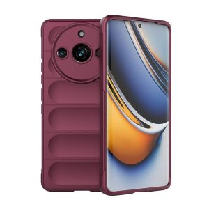 Realme 11 Pro / 11 Pro Plus, Szilikon tok, közepesen ütésálló, 3D minta, bordó