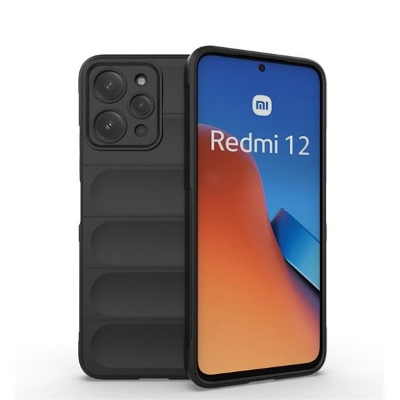 Xiaomi Redmi 12 4G / 12 5G / Note 12R, Szilikon tok, közepesen ütésálló, 3D minta, fekete