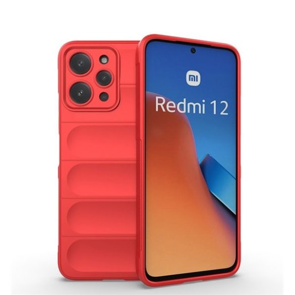 Xiaomi Redmi 12 4G / 12 5G / Note 12R, Szilikon tok, közepesen ütésálló, 3D minta, piros