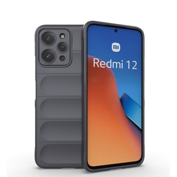 Xiaomi Redmi 12 4G / 12 5G / Note 12R, Szilikon tok, közepesen ütésálló, 3D minta, sötétszürke