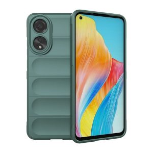 Oppo A78 4G, Szilikon tok, közepesen ütésálló, 3D minta, sötétzöld