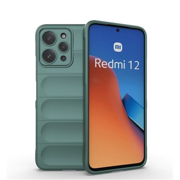 Xiaomi Redmi 12 4G / 12 5G / Note 12R, Szilikon tok, közepesen ütésálló, 3D minta, sötétzöld