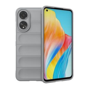 Oppo A78 4G, Szilikon tok, közepesen ütésálló, 3D minta, világosszürke