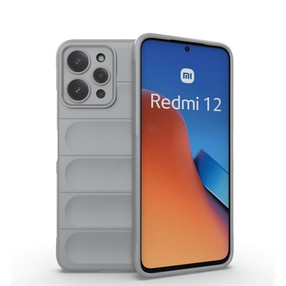 Xiaomi Redmi 12 4G / 12 5G / Note 12R, Szilikon tok, közepesen ütésálló, 3D minta, világosszürke
