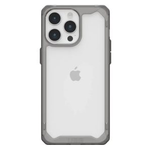 Apple iPhone 15 Pro Max, Műanyag hátlap védőtok, szilikon belső, közepesen ütésálló, UAG Plyo, áttetsző/szürke